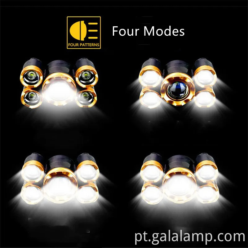 Faróis recarregáveis USB multiuso para acampar e pescar